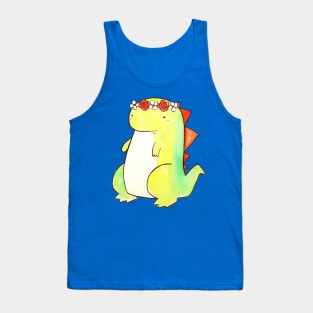 Flower Crown Watercolor Dino Tank Top